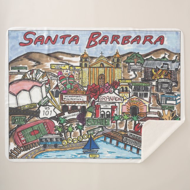 Santa Barbara Sherpa Throw Blanket (Front (Horizontal))