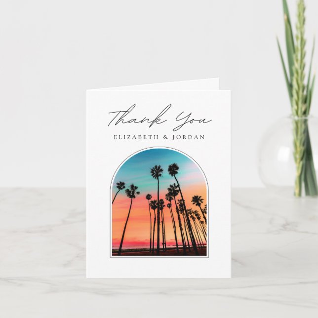 Santa Barbara Sunset Blank Thank You Card (Front)
