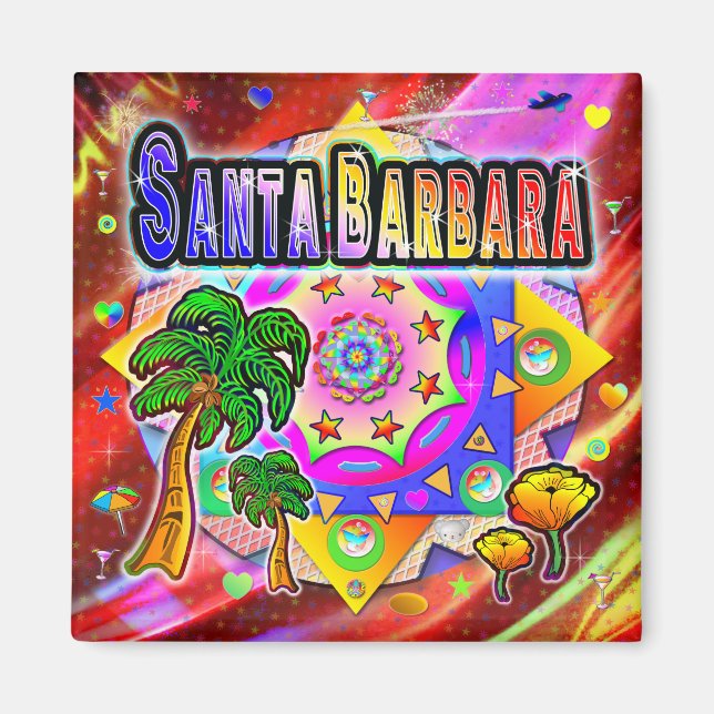 Santa Barbara Tropical Friends Magnet (Front)