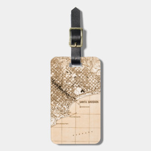 Santa Barbara vintage map vertical postcard Luggage Tag