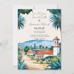 Santa Barbara Watercolor Wedding Destination Invitation