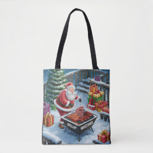 Santa Barbecue Christmas Tote Bag