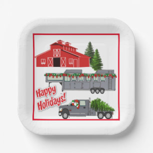 Santa Barn Truck Horse Trailer Christmas Paper Plate