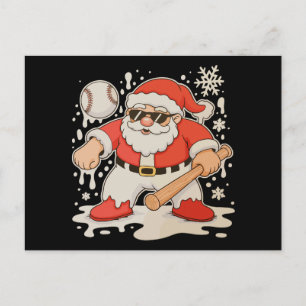 Santa Baseball Drip Snowflake Christmas Xmas Sport Holiday Postcard