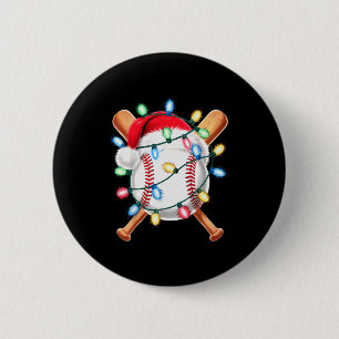 Santa Baseball Player Santa Hat Men Boys Christmas 6 Cm Round Badge