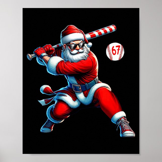 Santa Baseball Six Seven 6 7 Meme Christmas Men Bo Poster (Front)
