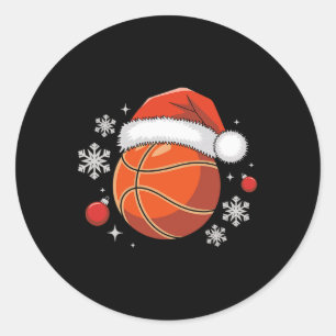 Santa Basketball Christmas Sports Holiday Hat  Classic Round Sticker