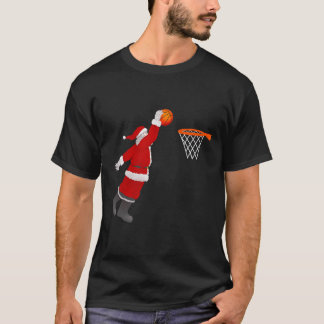 Santa Basketball Christmas Xmas Basketball Dunking T-Shirt