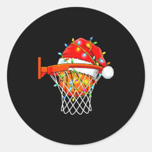 Santa Basketball Dunk Christmas Srts For Boys Girl Classic Round Sticker