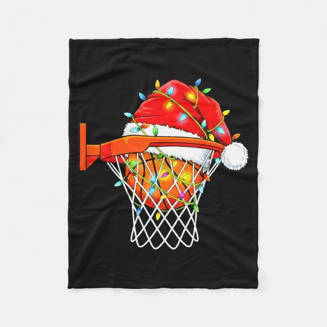 Santa Basketball Dunk Christmas Srts For Boys Girl Fleece Blanket (Front)