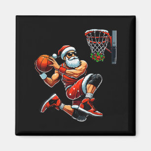 Santa Basketball Player Dunking Xmas Christmas Bas Magnet