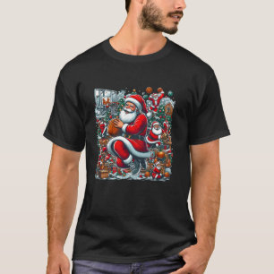 Santa Basketball Player Sports Men Boys Kids Merry T-Shirt