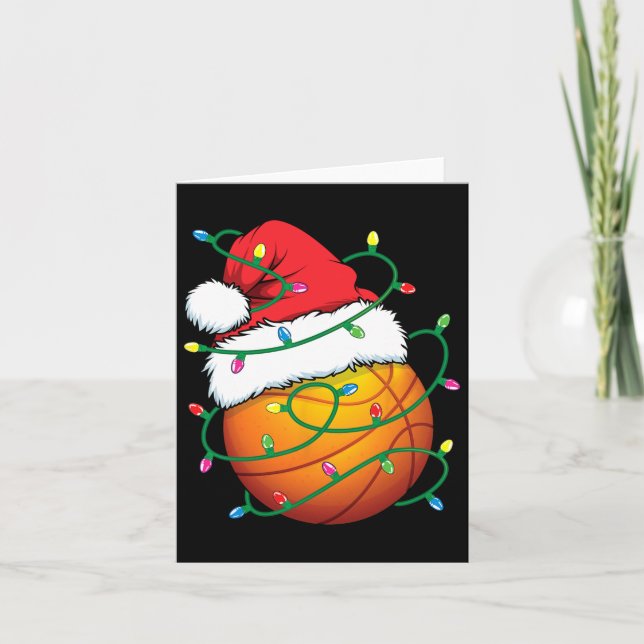 Santa Basketball Sports Ball Men Boys Christmas Xm Card (Front)
