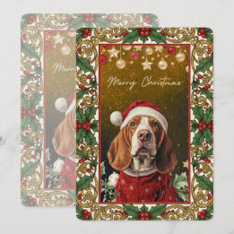 Santa Basset Hound Christmas Holiday Card