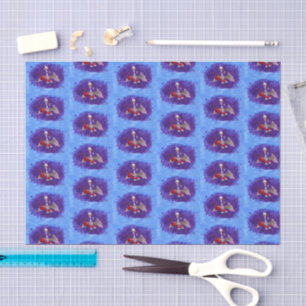 Santa Bat blue tissue paper staggered