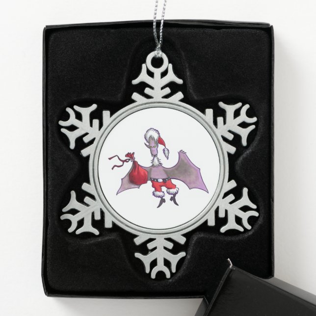 Santa Bat pewter snowflake ornament (Box)