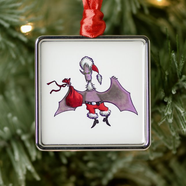 Santa Bat square premium ornament (Tree)