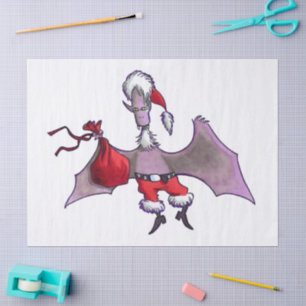 Santa Bat white tissue paper large