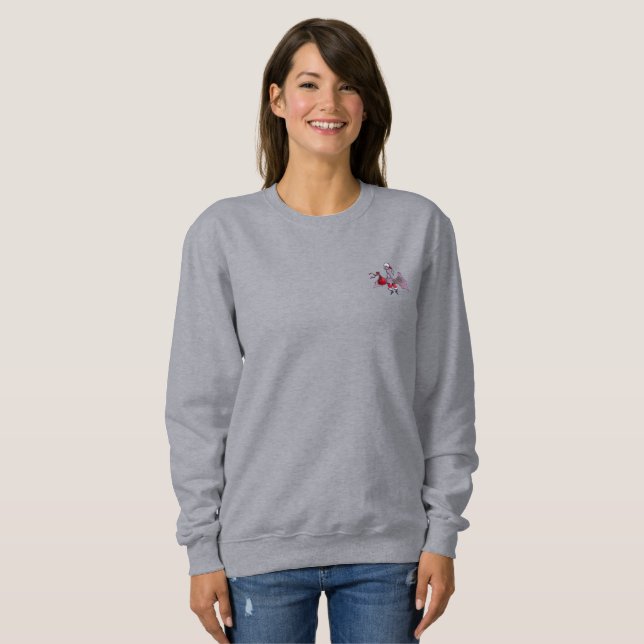 Santa Bat women gray vivid sweatshirt pocket (Front Full)