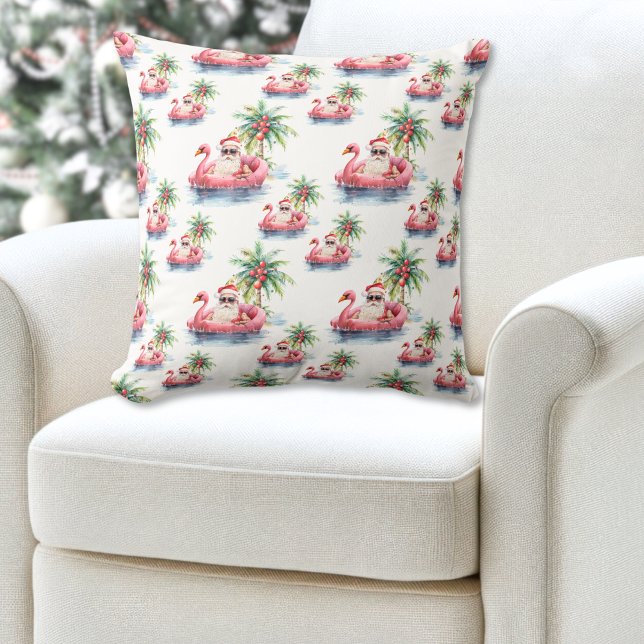 Santa Beach Christmas Cushion (Santa Beach Christmas Throw Pillow )