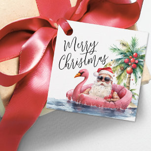 Santa Beach Merry Christmas Favour Tags