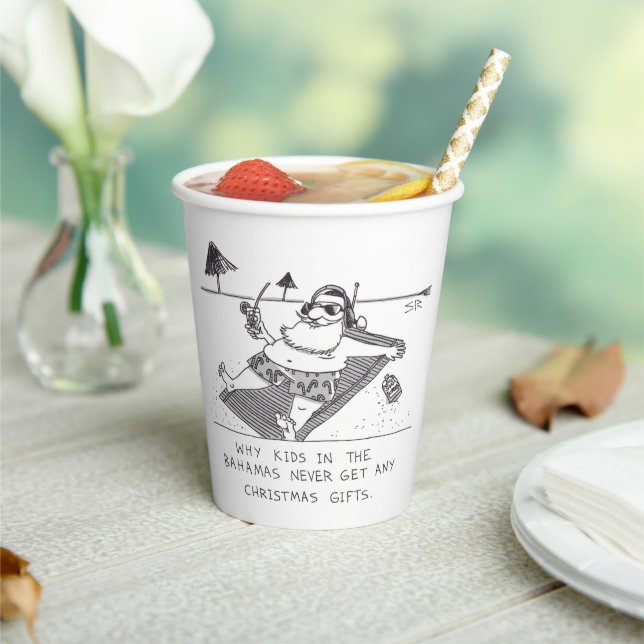 Santa Beach Time paper cups (Insitu)
