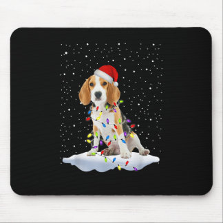 Santa Beagle Christmas Light Snowfake Dog Mum X-ma Mouse Pad