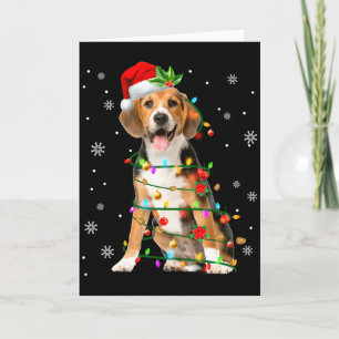 Santa Beagle Christmas Lights Xmas Dog Lover Men W Card