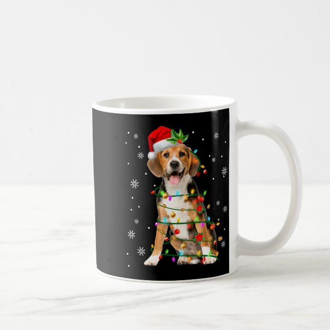 Santa Beagle Christmas Lights Xmas Dog Lover Men W Coffee Mug (Right)