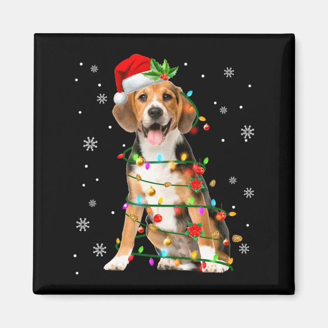 Santa Beagle Christmas Lights Xmas Dog Lover Men W Magnet (Front)