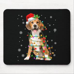 Santa Beagle Christmas Lights Xmas Dog Lover Men W Mouse Pad