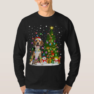 Santa Beagle Dog Xmas Tree Lighting Beagle Christm T-Shirt