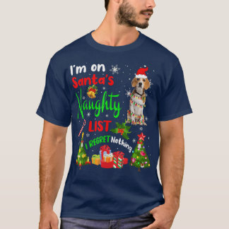 Santa Beagle I'm On Santa's Naughty List Xmas Tree T-Shirt