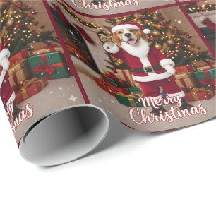 Santa Beagle Merry Christmas - Beagle Xmas Dog Wrapping Paper