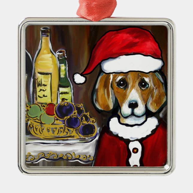 SANTA BEAGLE METAL TREE DECORATION (Front)