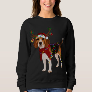 Santa Beagle reindeer Light Christmas Sweatshirt