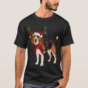 Santa Beagle reindeer Light Christmas T-Shirt