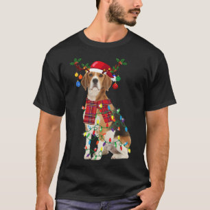 Santa Beagle reindeer Light Christmas  T-Shirt