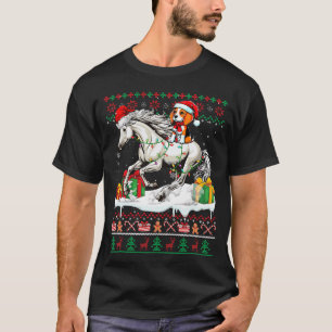 Santa Beagle Riding Horse Christmas Lover Owner T-Shirt
