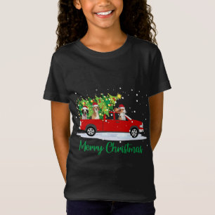 Santa Beagle Riding Red Truck Merry Christmas T-Shirt
