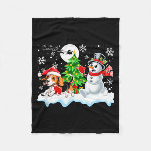 Santa Beagle Snowman Running Friends Christmas Own Fleece Blanket
