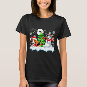 Santa Beagle Snowman Running Friends Christmas Own T-Shirt