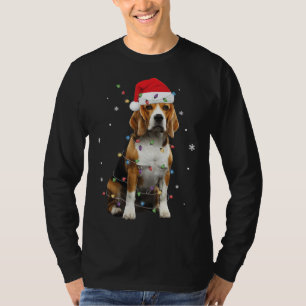 Santa Beagle with Christmas lights Funny Dog Lover T-Shirt