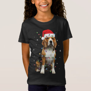 Santa Beagle with Christmas lights Funny Dog Lover T-Shirt