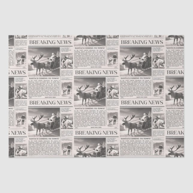 Santa Bear Breaking News Newspaper Christmas Deer Tissue Paper (Front)
