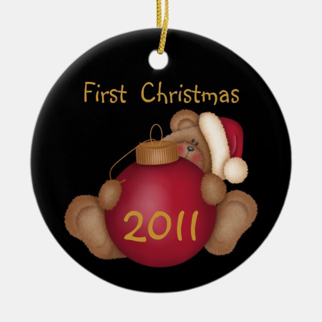 Santa Bear Customised 1st Christmas Ornament (Front)