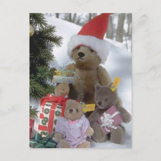 Santa bear holiday postcard