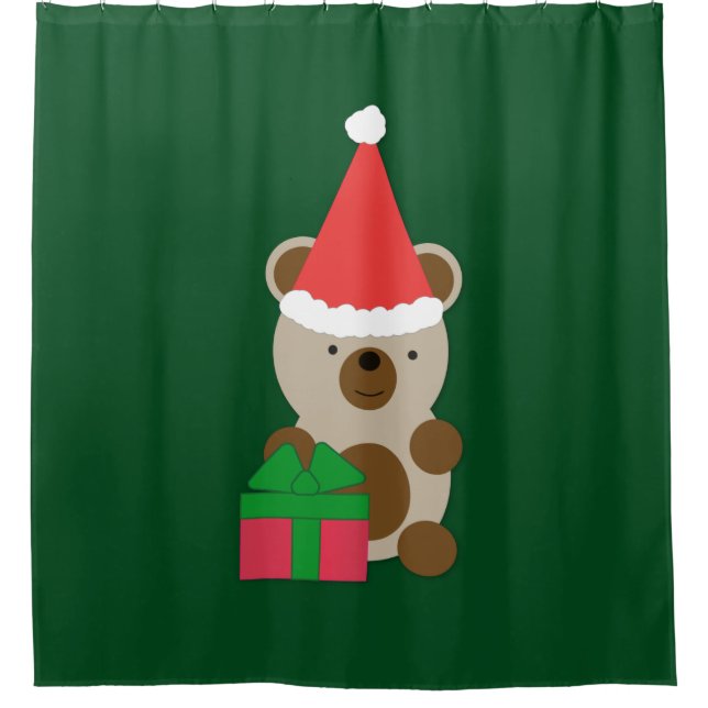 Santa Bear Shower Curtain (Front)