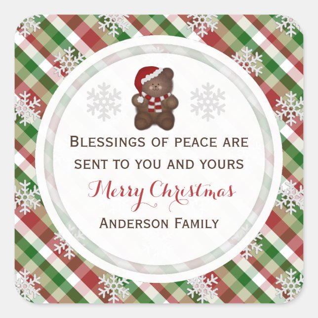Santa Bear & Snowflake Personalised Stickers (Front)