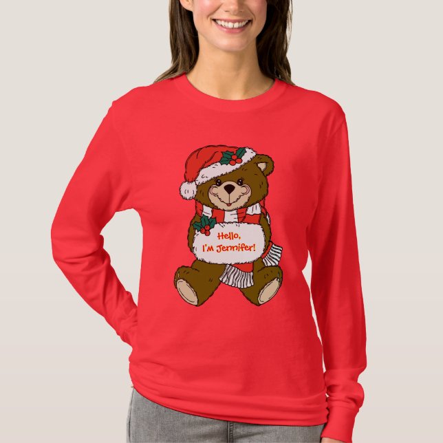 Santa Bear with Hat and Muff T-Shirt (Front)